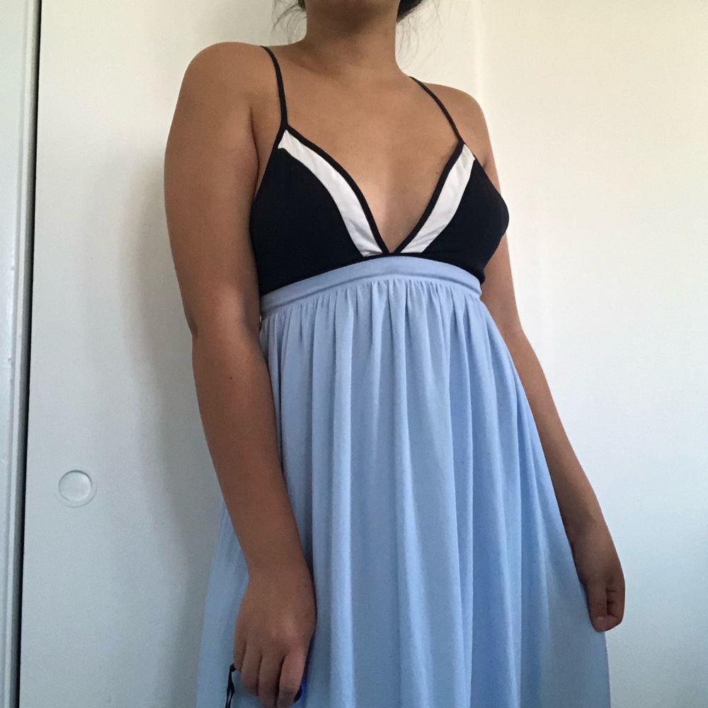 Quinn Baby Blue Two Toned Triangle Bra Maxi Dress
